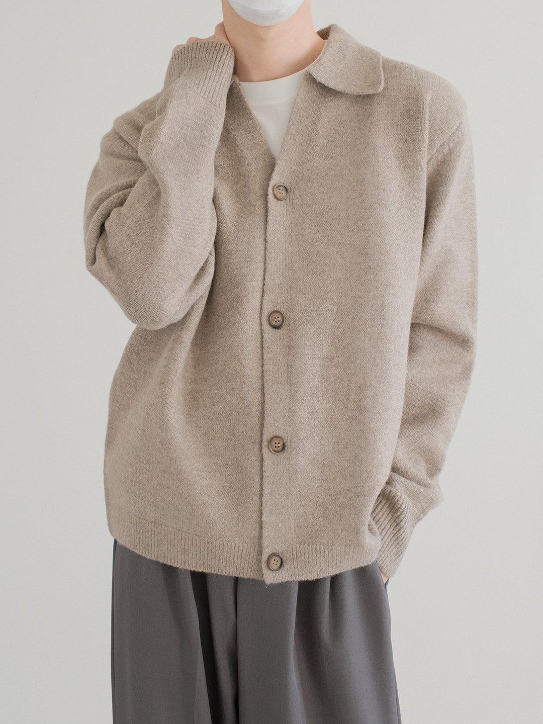 Suede Soft Lapel Cardigan Sweater-The Korean Fashion