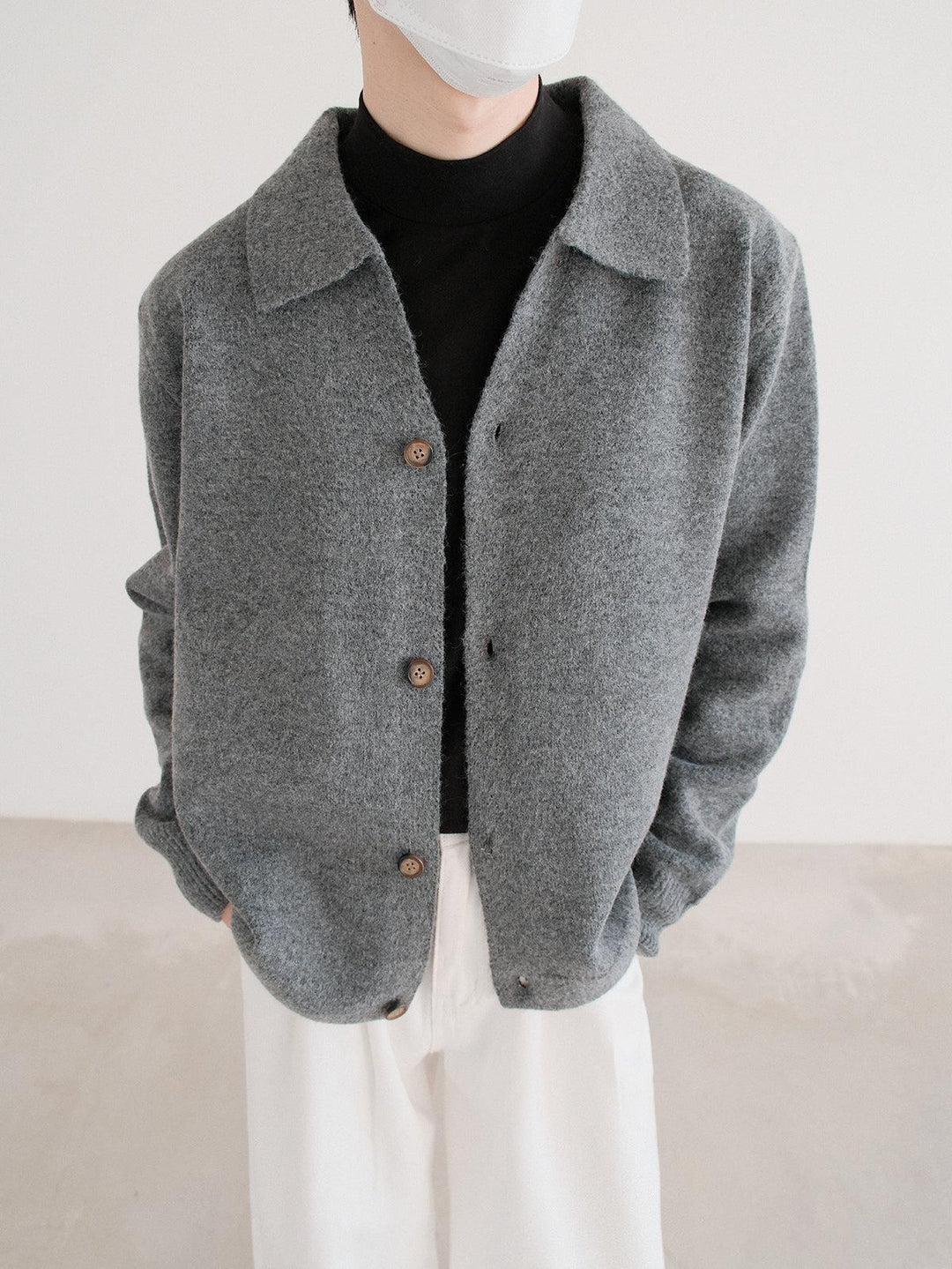 Suede Soft Lapel Cardigan Sweater-The Korean Fashion