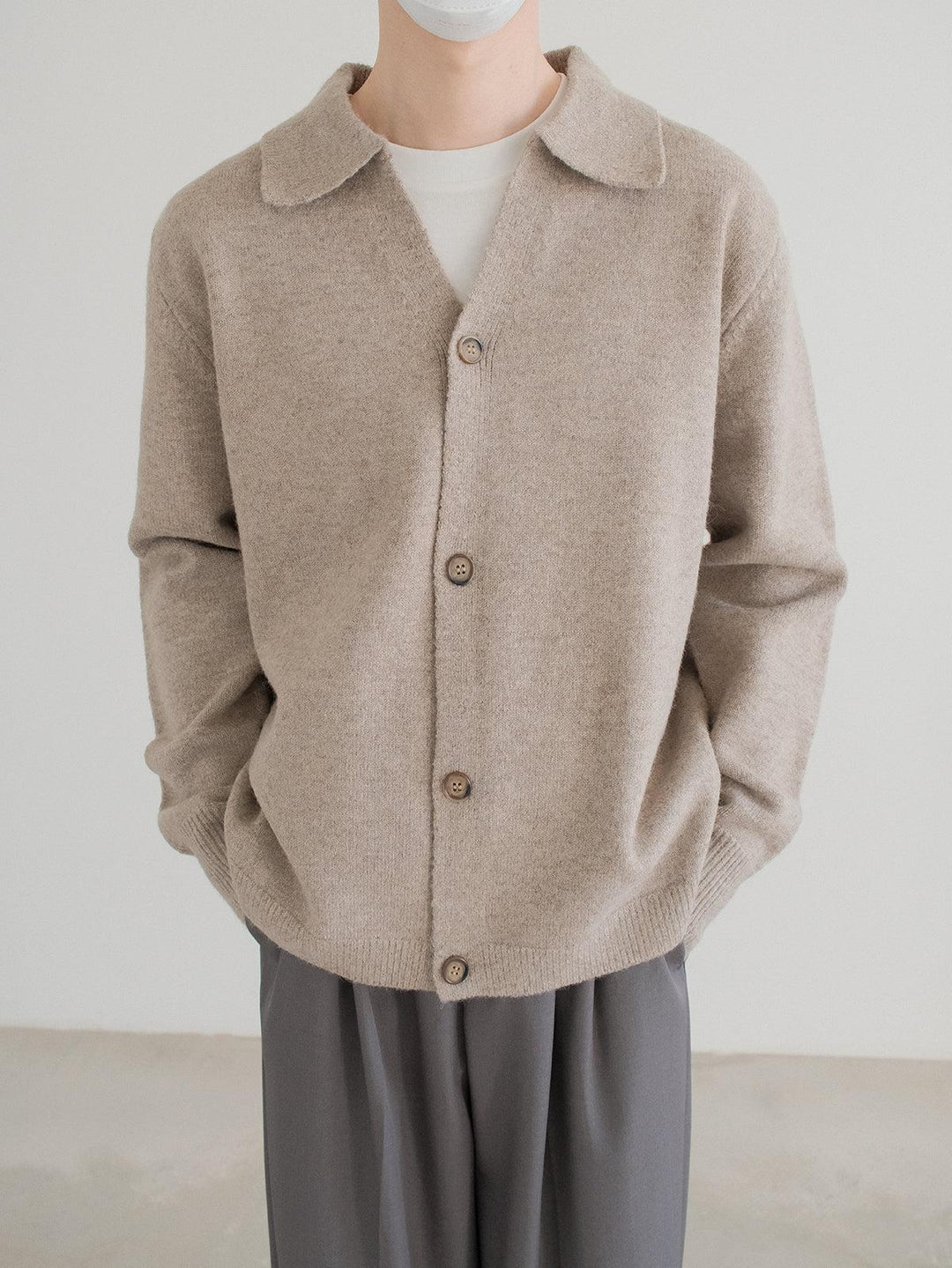 Suede Soft Lapel Cardigan Sweater-The Korean Fashion