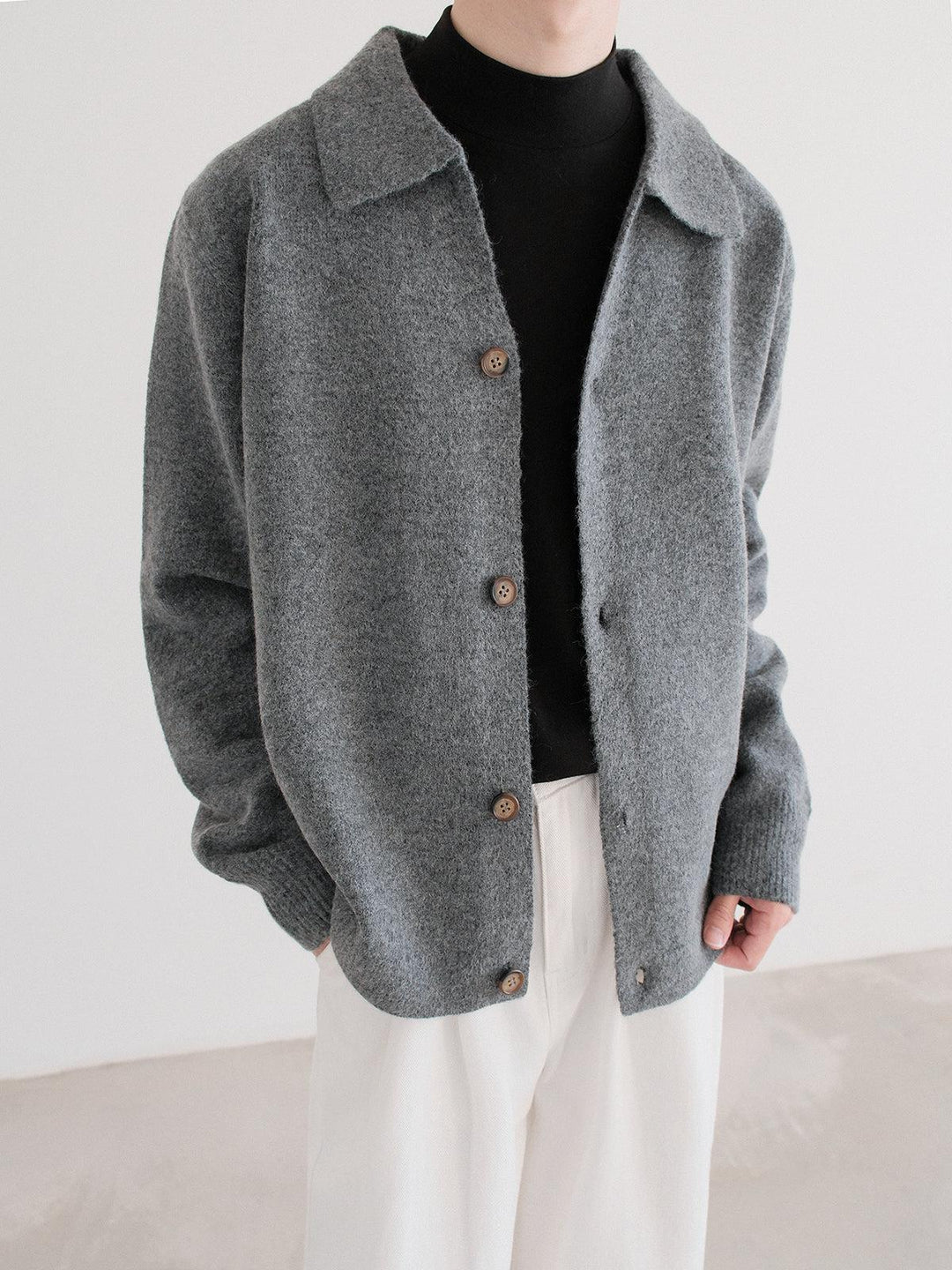 Suede Soft Lapel Cardigan Sweater