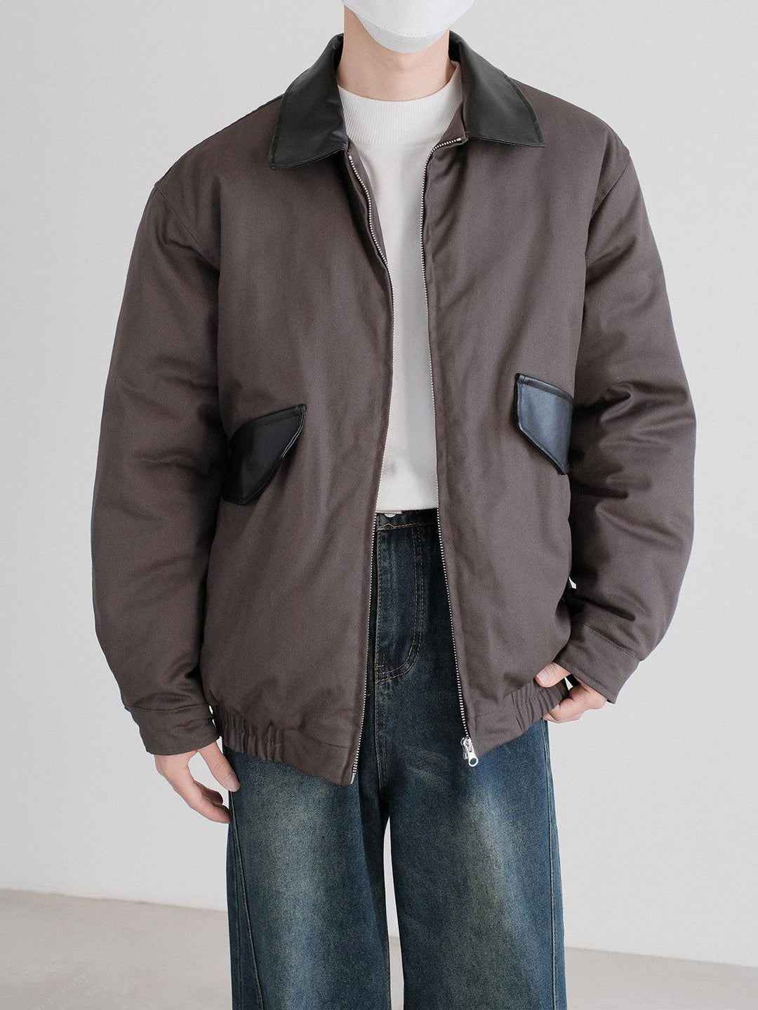 Leather Trim Insulated Jacket