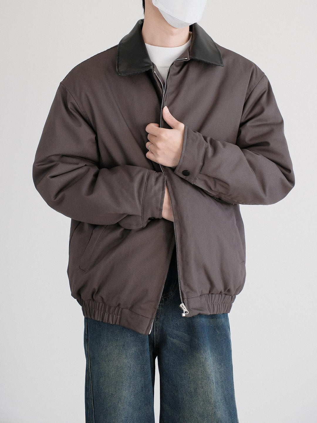 Leather Trim Insulated Jacket