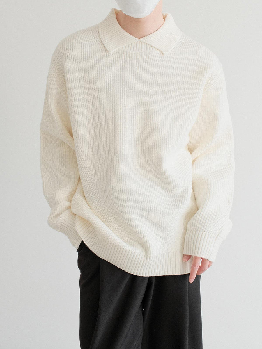 Wool Blend Knit Sweater-The Korean Fashion