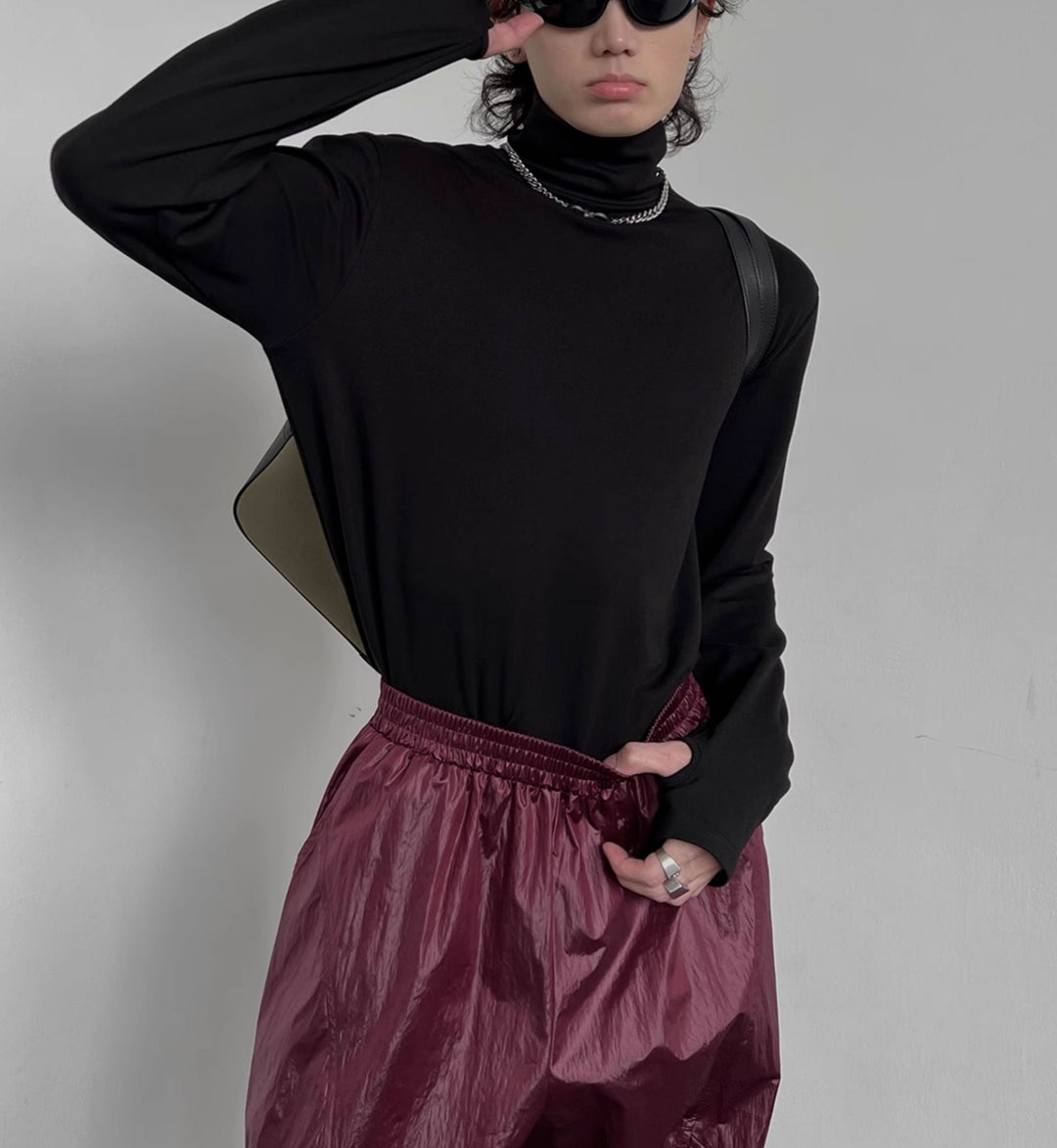 Slim-fit High Collar Long-Sleeve Pullover