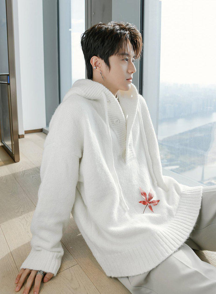 Hooded Knit Sweater-The Korean Fashion