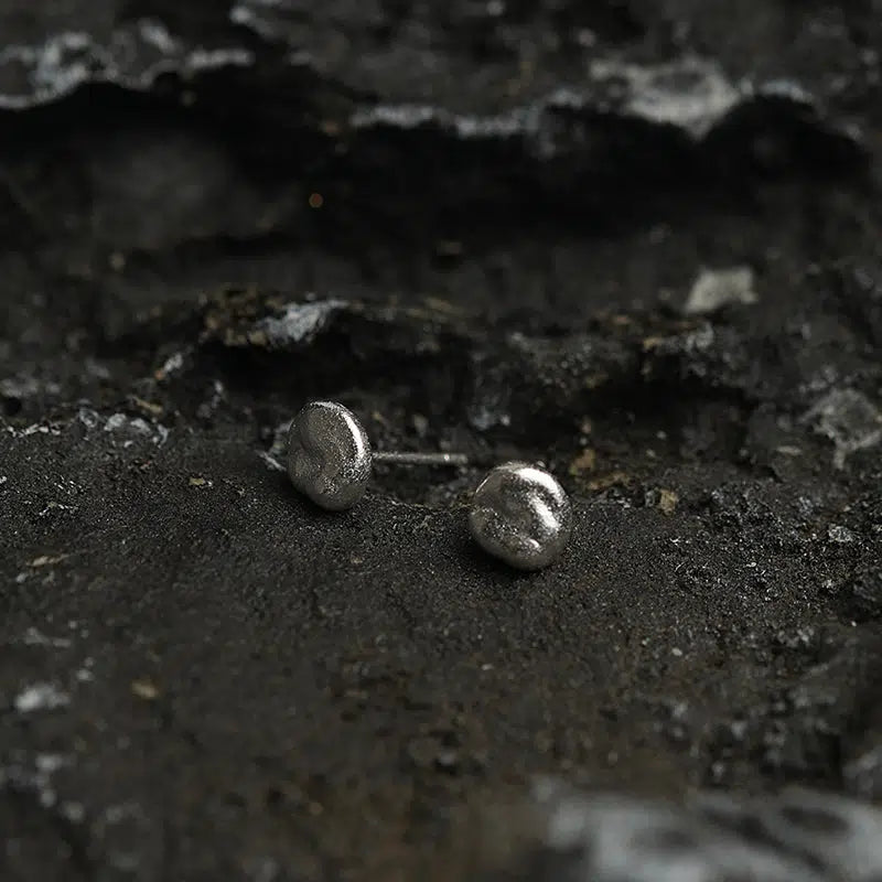 925 Sterling Silver Geometric Round Earrings