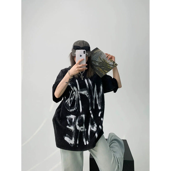 Abstract Print Oversized Tee