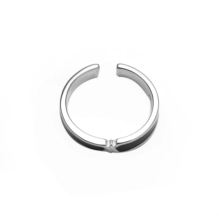 Adjustable Open Band Ring with Black Inlay