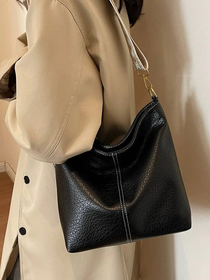 Adjustable Strap Bucket Leather Bag