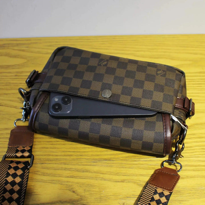 Adjustable Strap Checkered Crossbody Bag