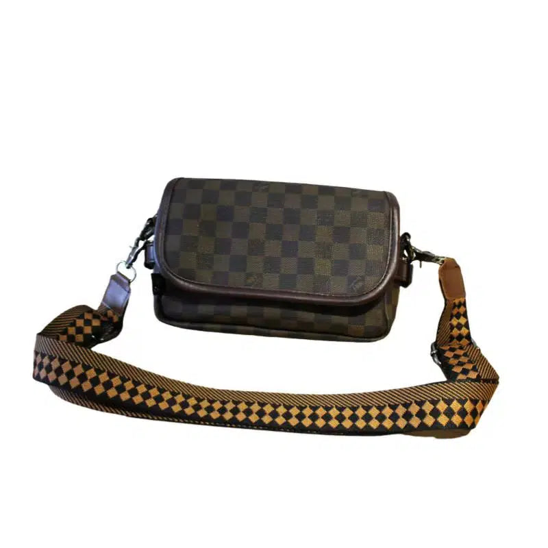 Adjustable Strap Checkered Crossbody Bag