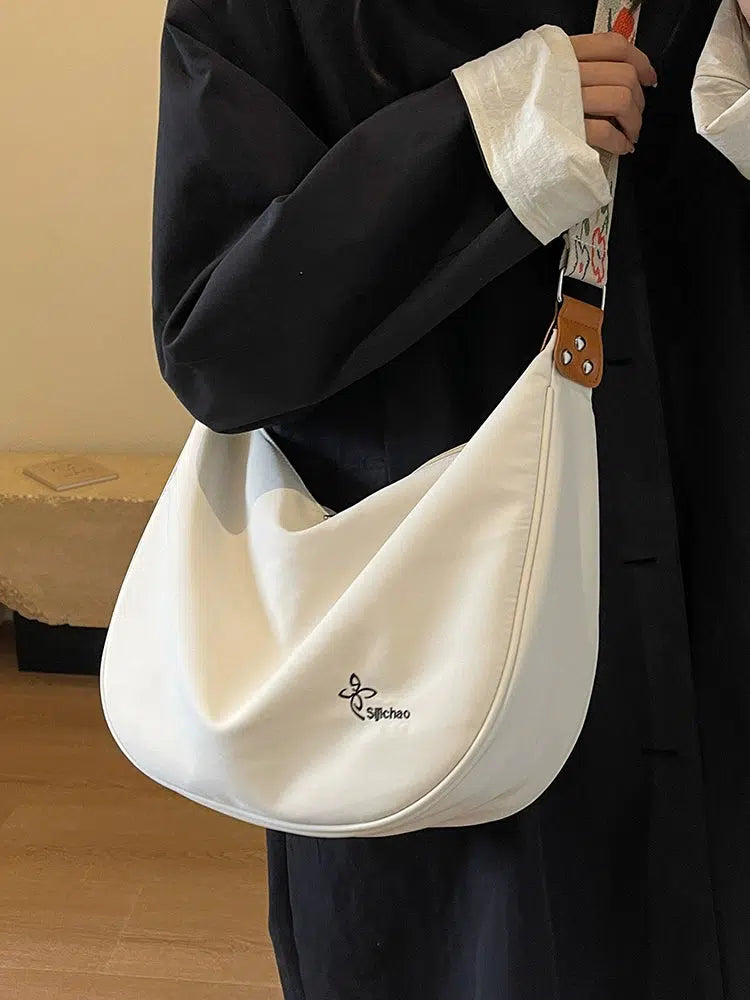 Adjustable Strap Curved Nylon Tote Bag