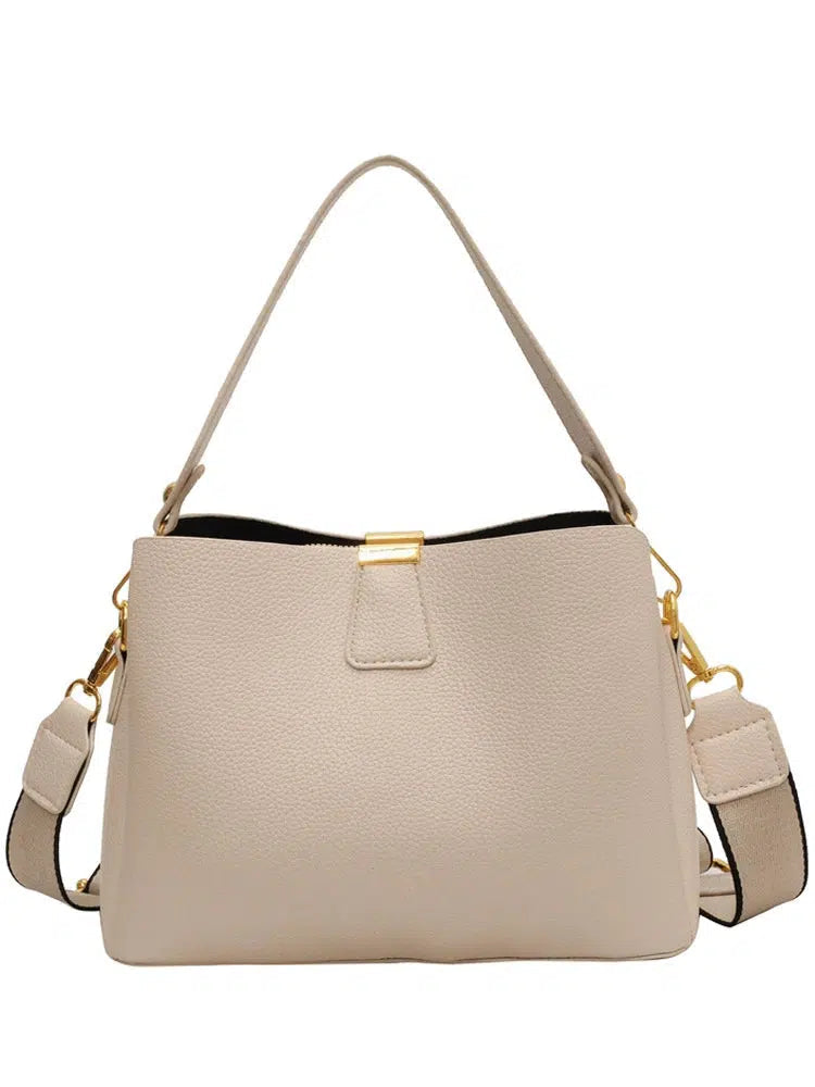 Adjustable Strap Leather Bucket Bag