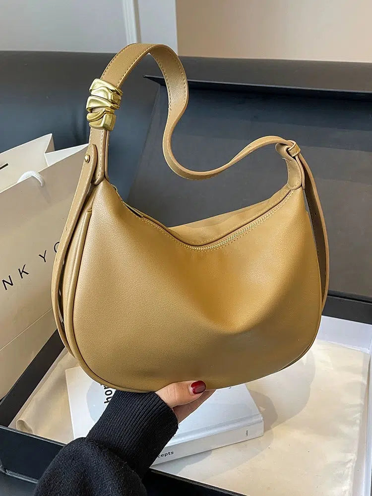 Adjustable Strap Leather Hobo Bag