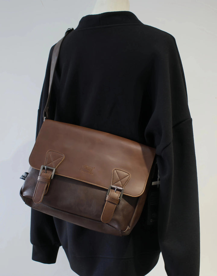 Adjustable Strap Leather Messenger Bag