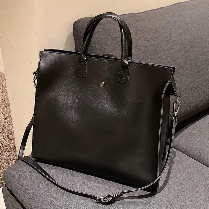 Adjustable Strap Leather Tote Bag