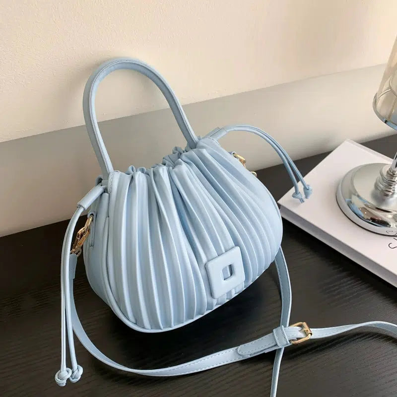 Adjustable Strap Pleated Bucket Bag