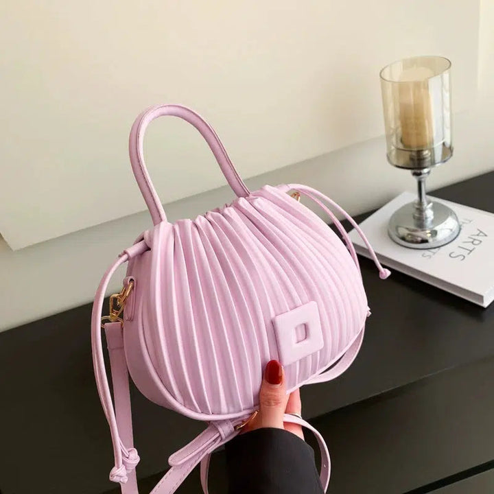 Adjustable Strap Pleated Bucket Bag