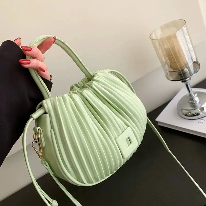 Adjustable Strap Pleated Bucket Bag