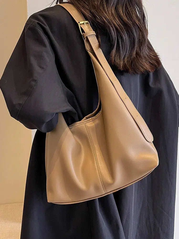 Adjustable Strap Simple Leather Tote Bag