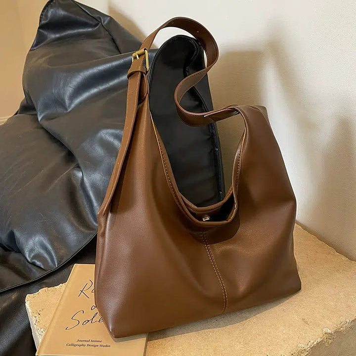 Adjustable Strap Simple Leather Tote Bag