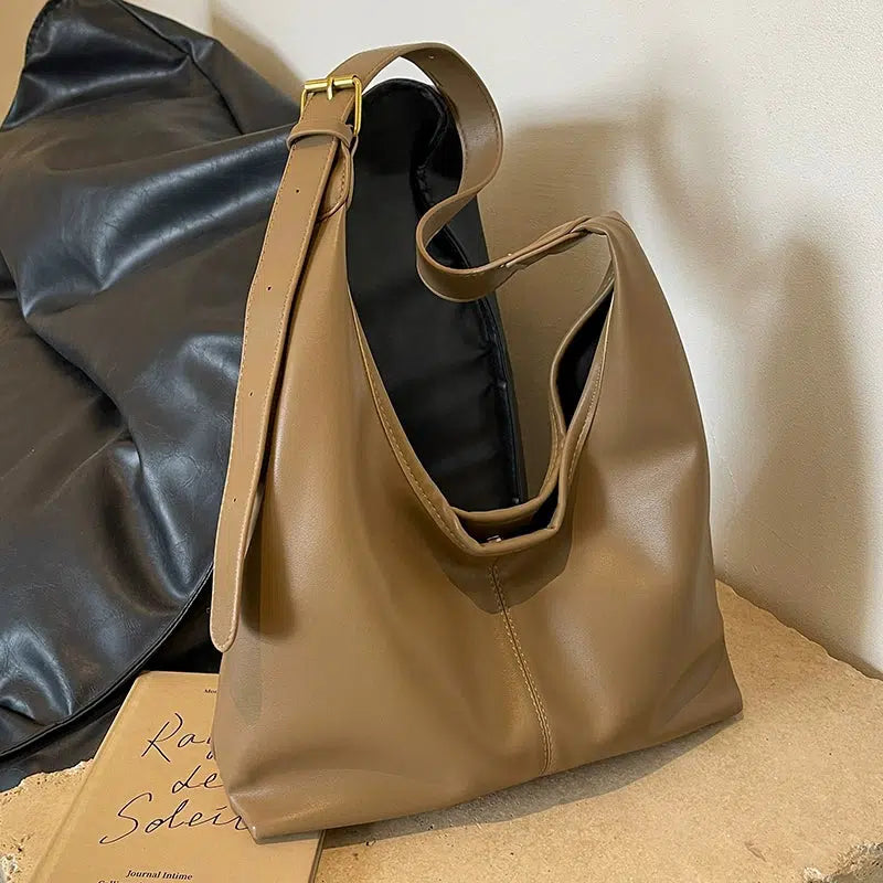 Adjustable Strap Simple Leather Tote Bag