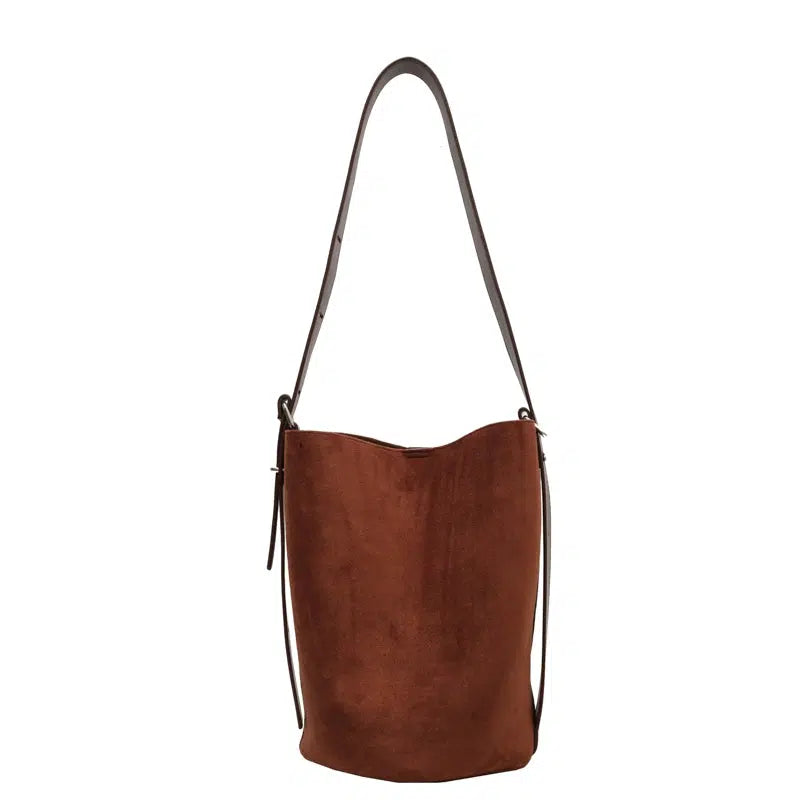 Adjustable Strap Suede Bucket Bag