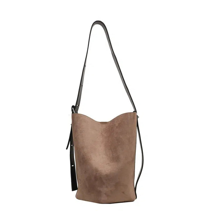 Adjustable Strap Suede Bucket Bag