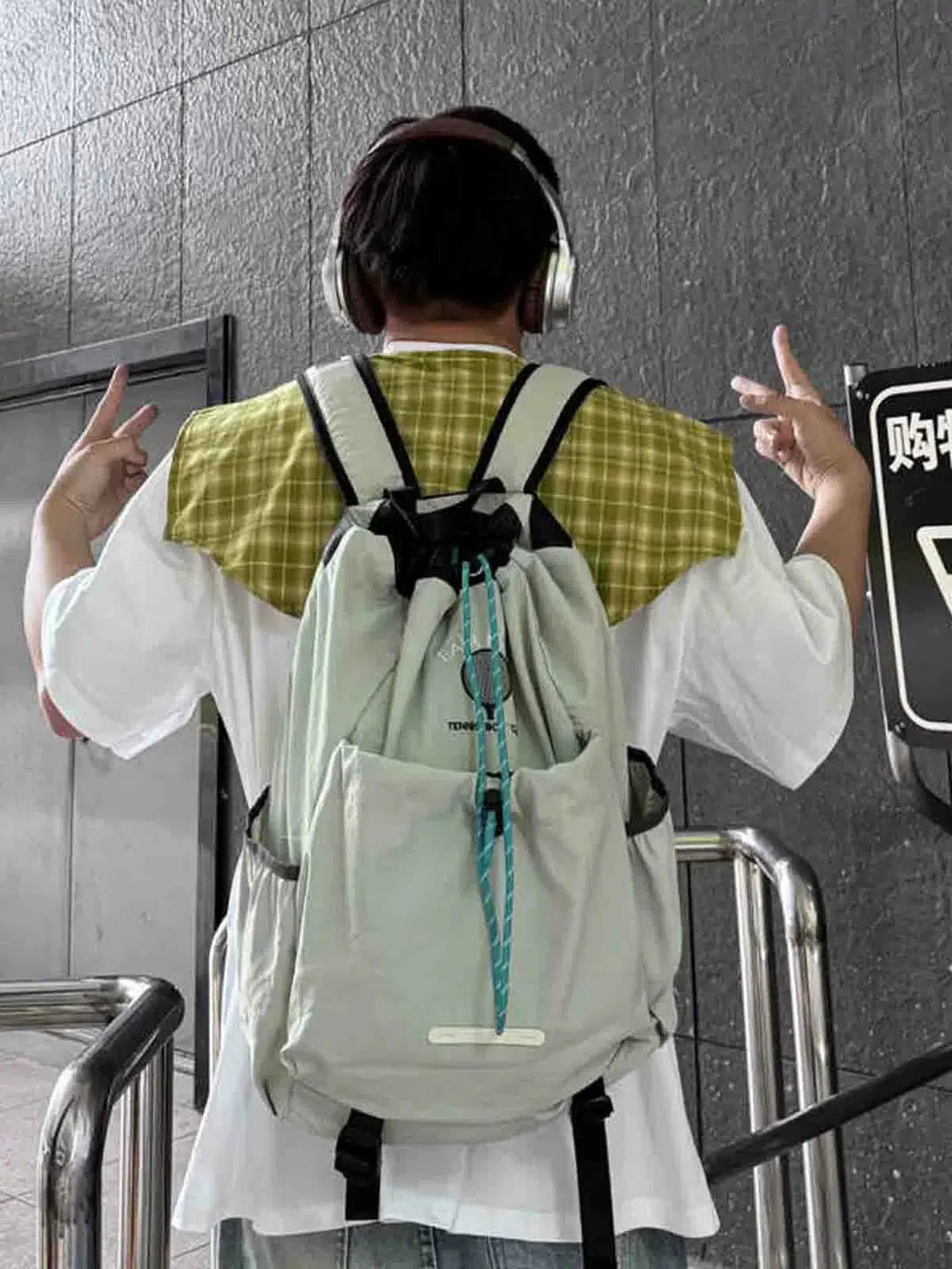 Adjustable Straps Drawstring Backpack