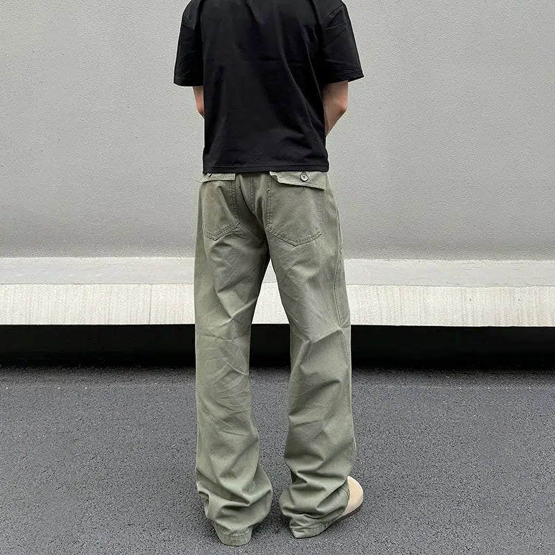 Army Green Denim Cargo Pants