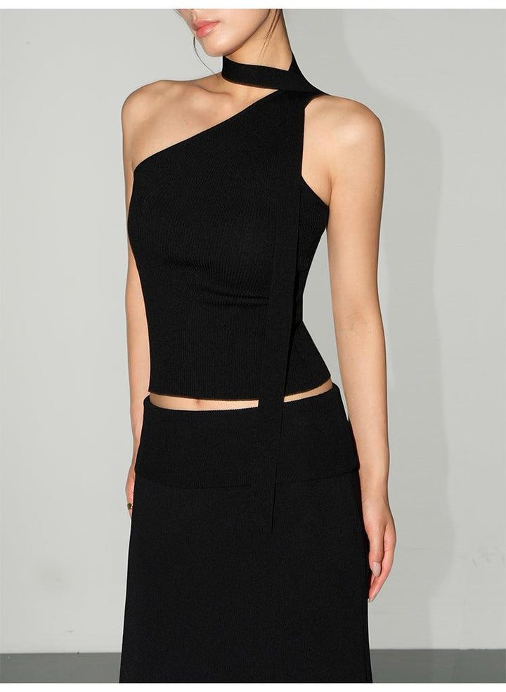 Asymmetric Halter Neck Tank Top