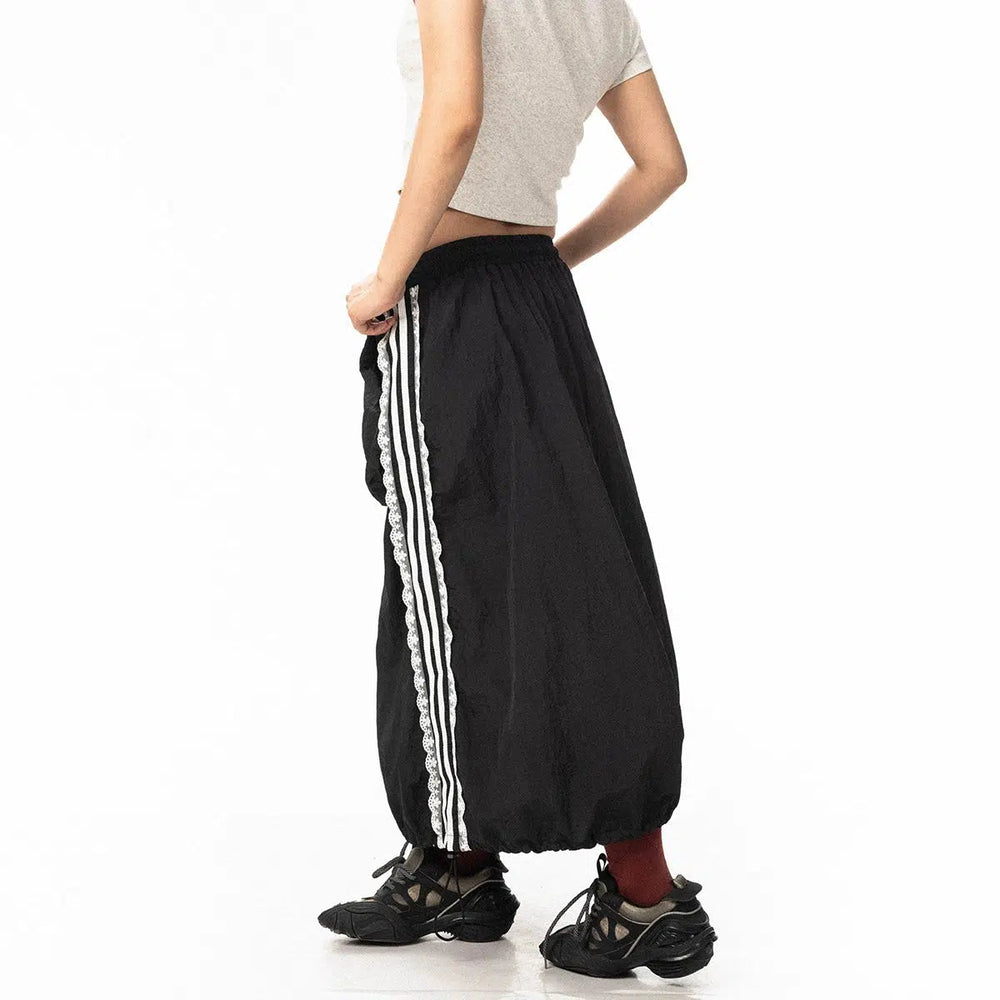 Athletic Maxi Skirt with Side Stripe Detailing