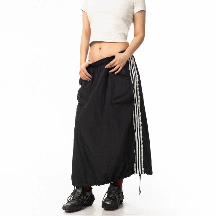 Athletic Maxi Skirt with Side Stripe Detailing