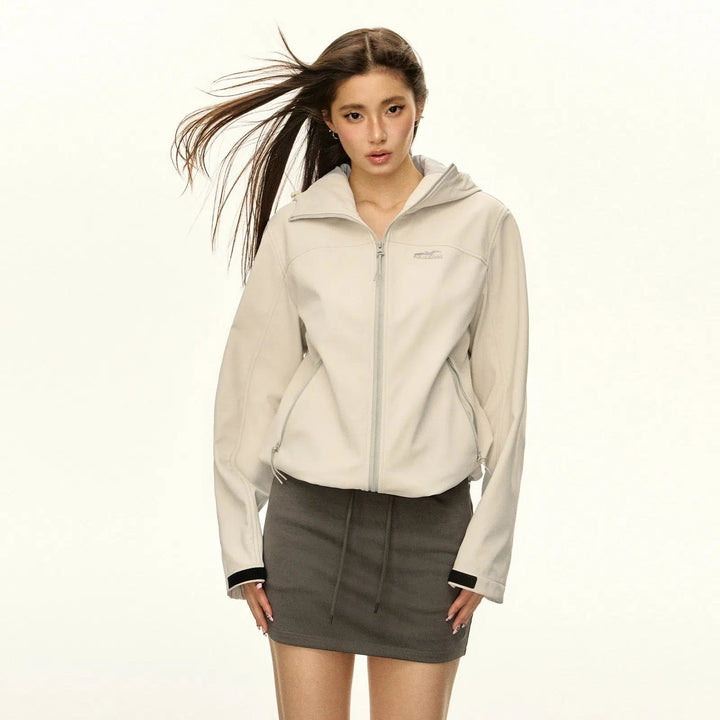 Athletic Zip-Up Coat with Integrated Hood