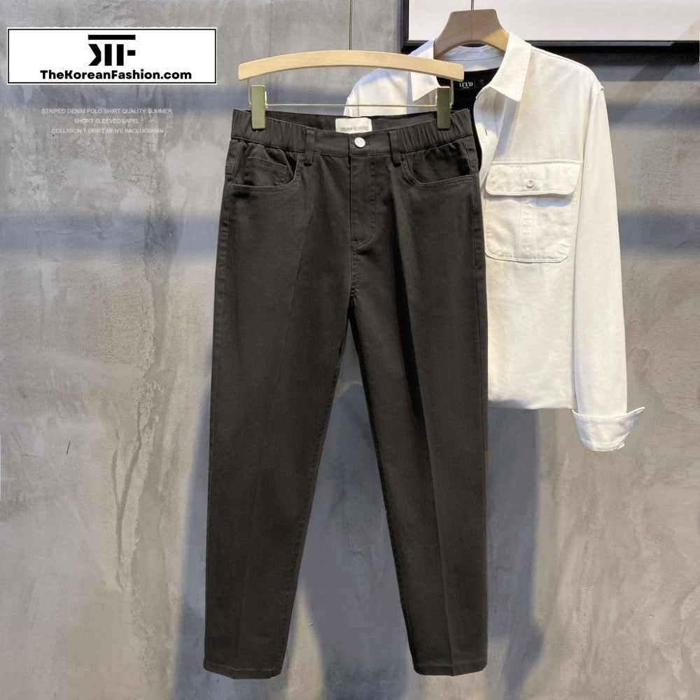 Autumn Cotton Elastic Waist Casual Pants