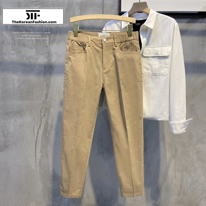 Autumn Cotton Elastic Waist Casual Pants