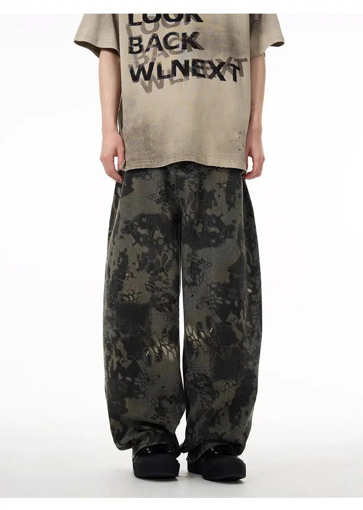 Baggy Snake Print Cargo Pants