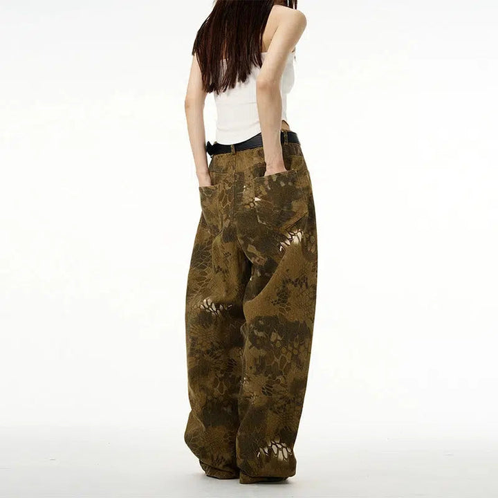 Baggy Snake Print Cargo Pants