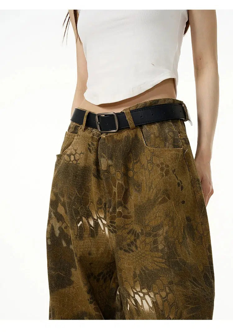 Baggy Snake Print Cargo Pants