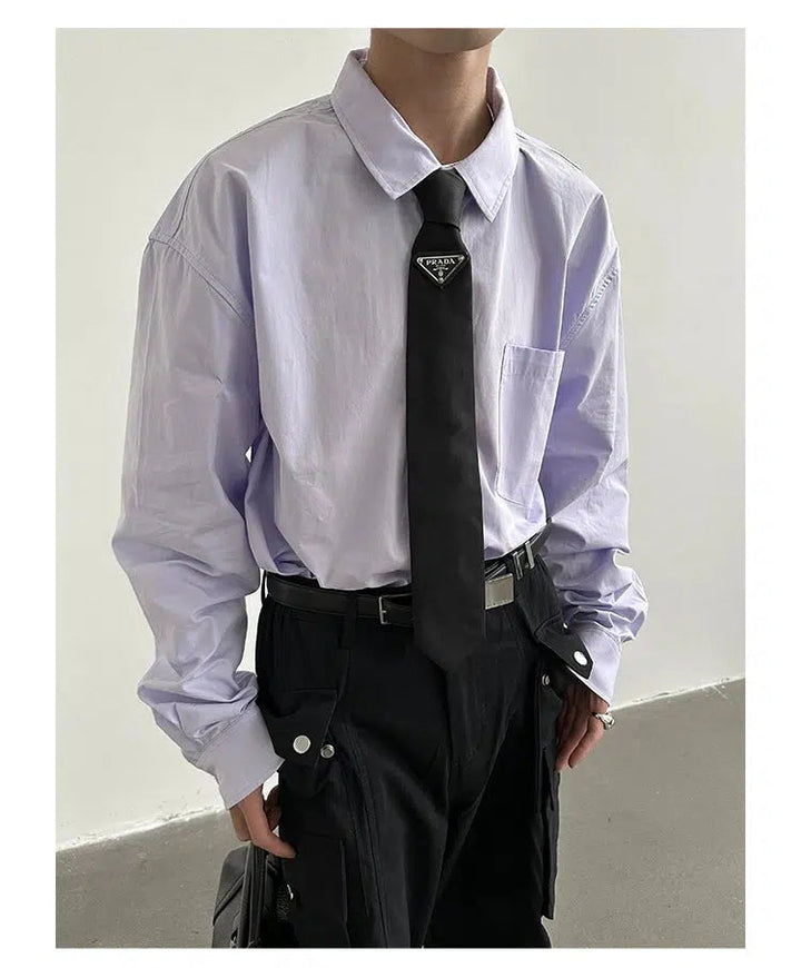 Basic Long-Sleeve Button-Up Shirt