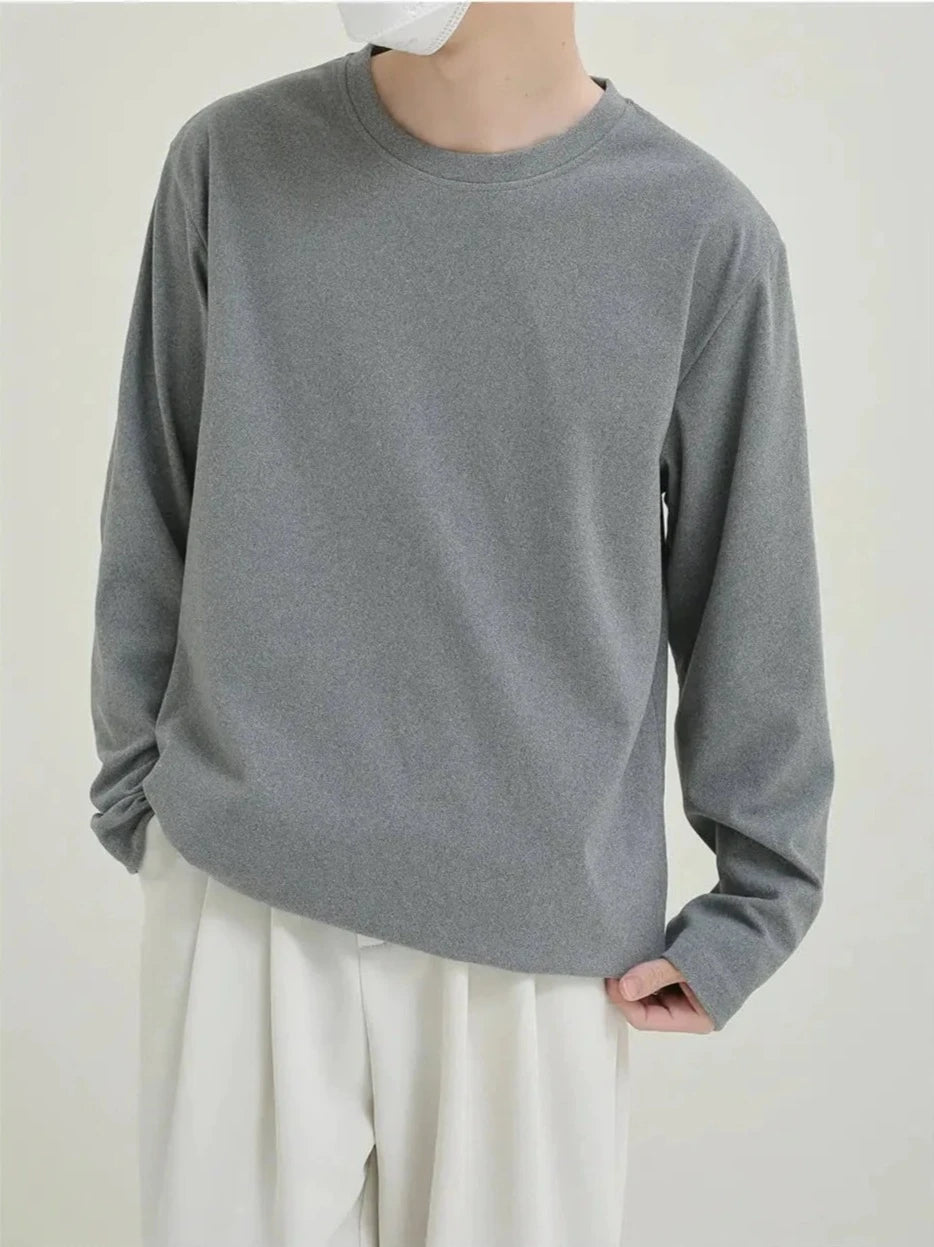 Basic Round Neck Long Sleeve Shirt