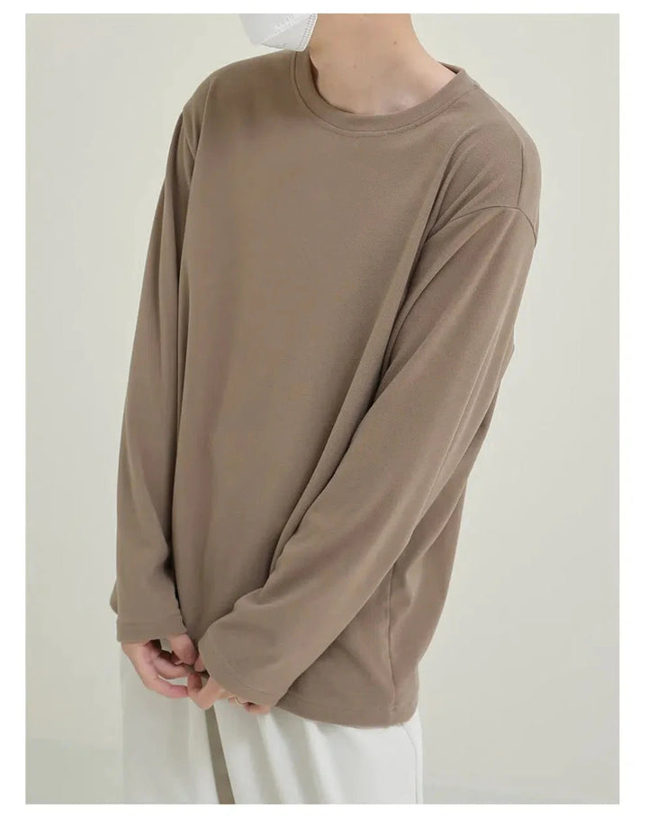 Basic Round Neck Long Sleeve Shirt