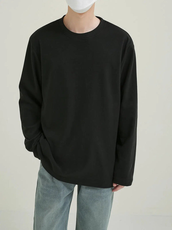 Basic Round Neck Long Sleeve Shirt