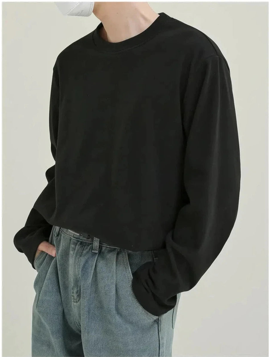 Basic Round Neck Long Sleeve Shirt