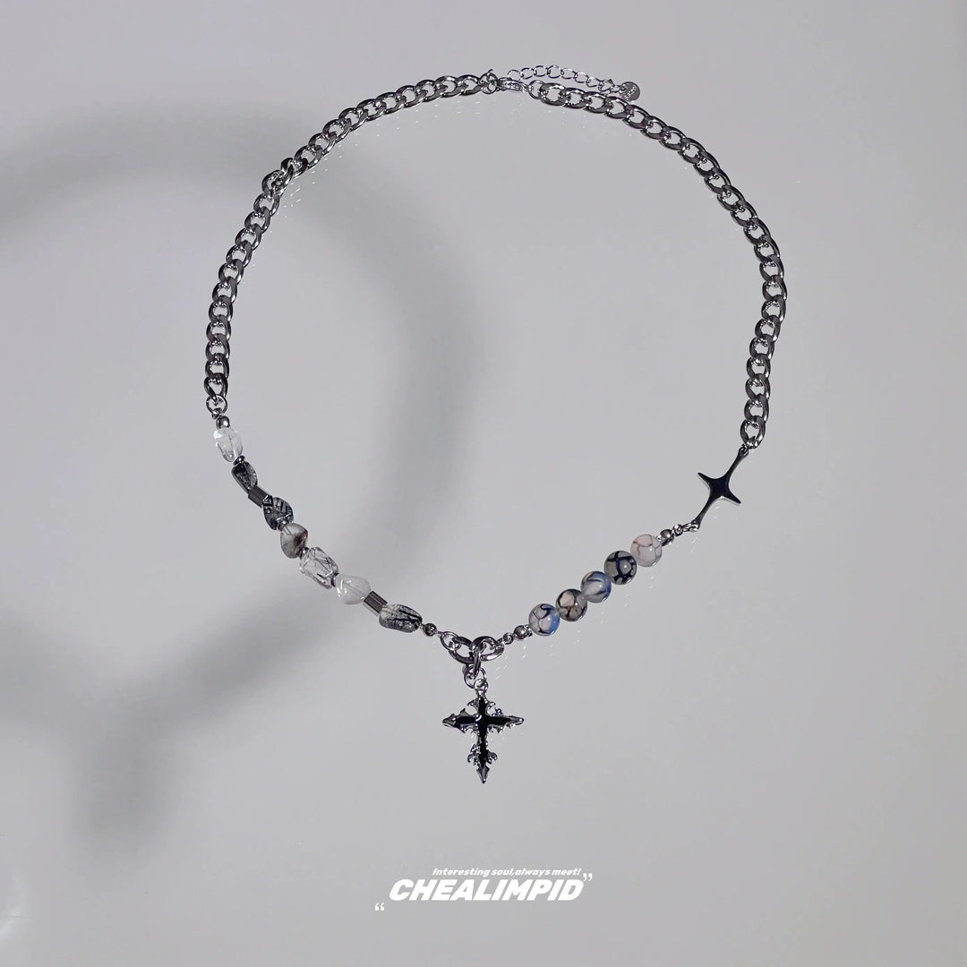 Beaded Cross Pendant Necklace