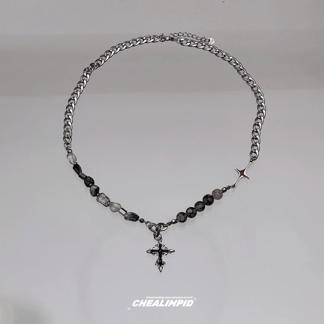 Beaded Cross Pendant Necklace