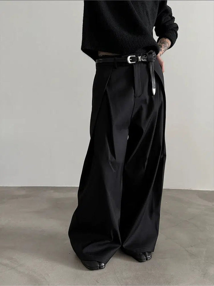 Belt Loops Wide-Leg High-Waist Pants