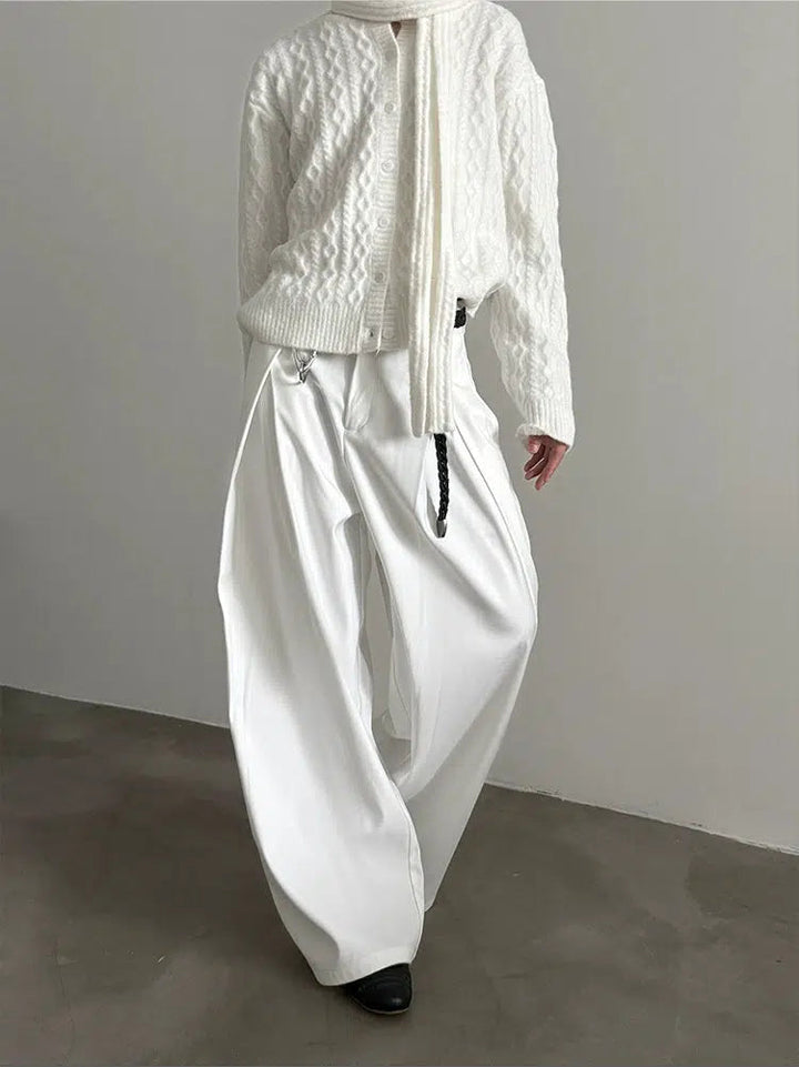 Belt Loops Wide-Leg High-Waist Pants