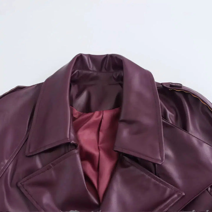 Belted Faux Leather Jacket