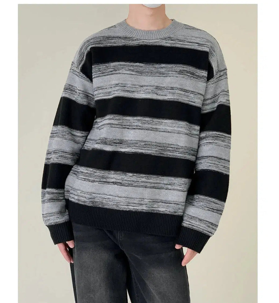 Black And Gray Striped Sweater